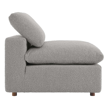 Commix Down Filled Overstuffed Boucle Fabric Armless Chair in Light Gray