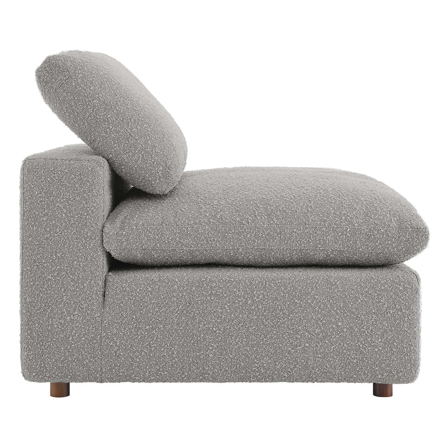 Linden Down Filled Overstuffed Boucle Fabric Armless Chair in Light Gray