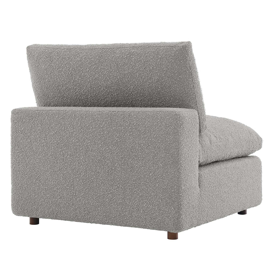 Linden Down Filled Overstuffed Boucle Fabric Armless Chair in Light Gray