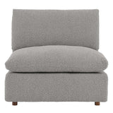 Linden Down Filled Overstuffed Boucle Fabric Armless Chair in Light Gray