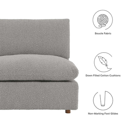 Commix Down Filled Overstuffed Boucle Fabric Armless Chair in Light Gray
