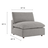 Linden Down Filled Overstuffed Boucle Fabric Armless Chair in Light Gray
