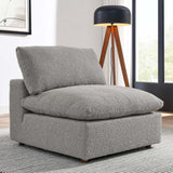 Linden Down Filled Overstuffed Boucle Fabric Armless Chair in Light Gray