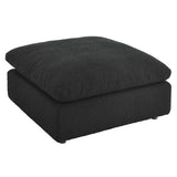 Linden Down Filled Overstuffed Boucle Fabric Ottoman in Black