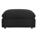 Linden Down Filled Overstuffed Boucle Fabric Ottoman in Black