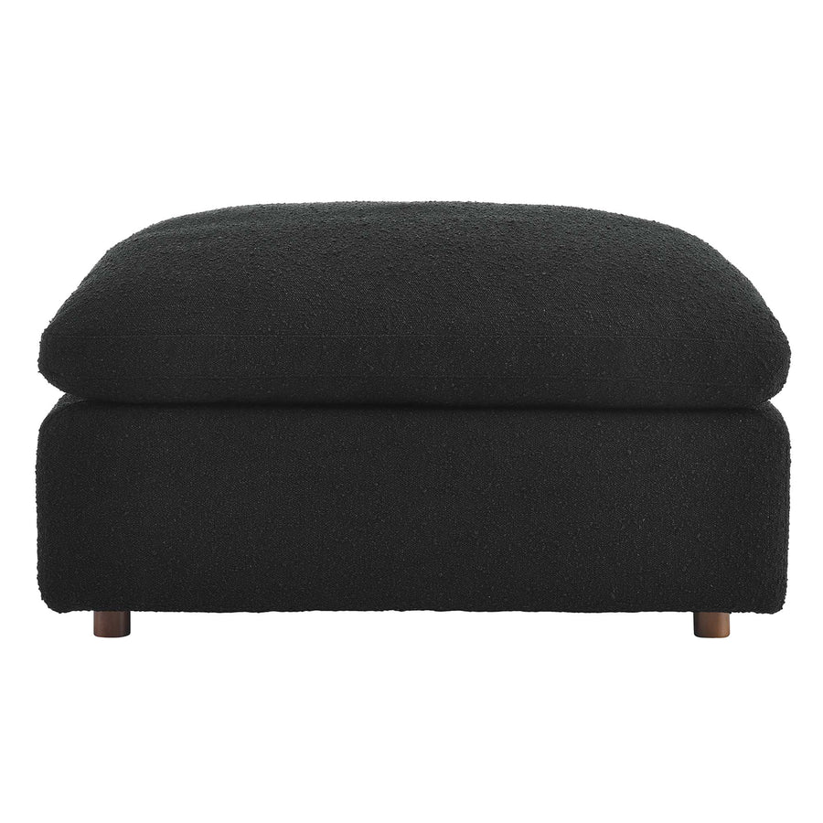 Linden Down Filled Overstuffed Boucle Fabric Ottoman in Black