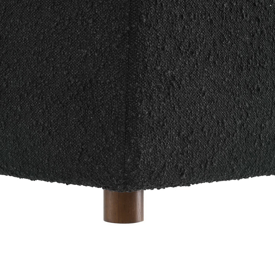 Linden Down Filled Overstuffed Boucle Fabric Ottoman in Black