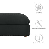 Linden Down Filled Overstuffed Boucle Fabric Ottoman in Black