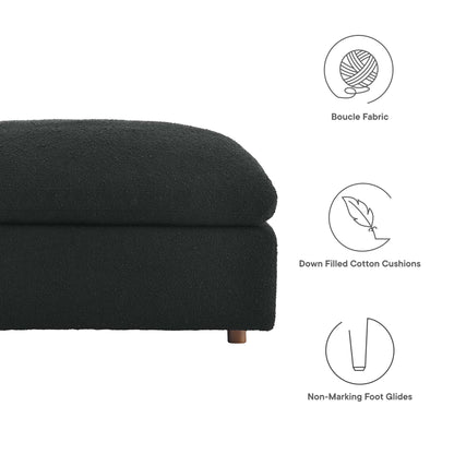 Commix Down Filled Overstuffed Boucle Fabric Ottoman by Furniture For America