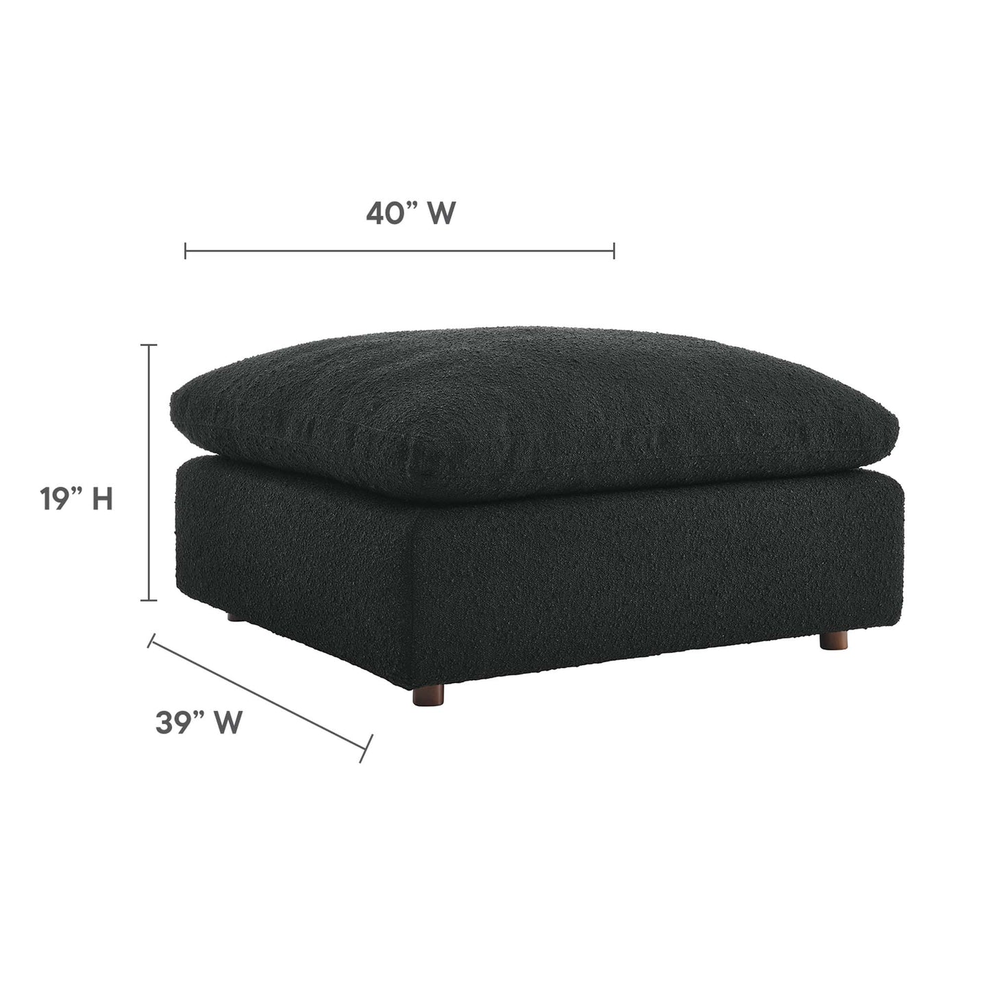 Commix Down Filled Overstuffed Boucle Fabric Ottoman by Furniture For America