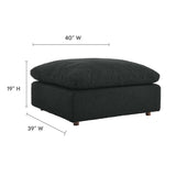 Linden Down Filled Overstuffed Boucle Fabric Ottoman in Black
