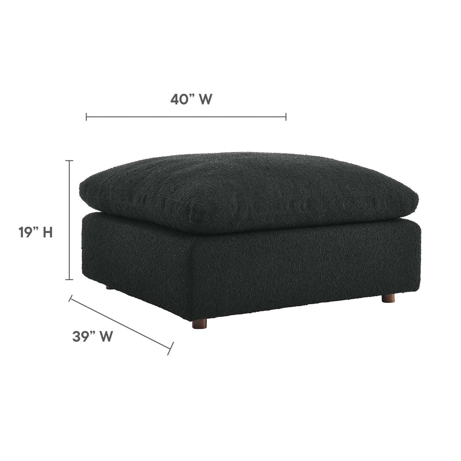 Linden Down Filled Overstuffed Boucle Fabric Ottoman in Black