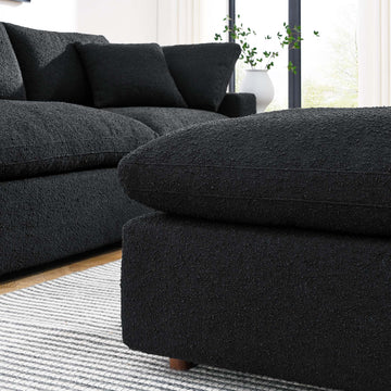 Linden Down Filled Overstuffed Boucle Fabric Ottoman