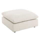Linden Down Filled Overstuffed Boucle Fabric Ottoman in Ivory