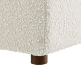 Linden Down Filled Overstuffed Boucle Fabric Ottoman in Ivory
