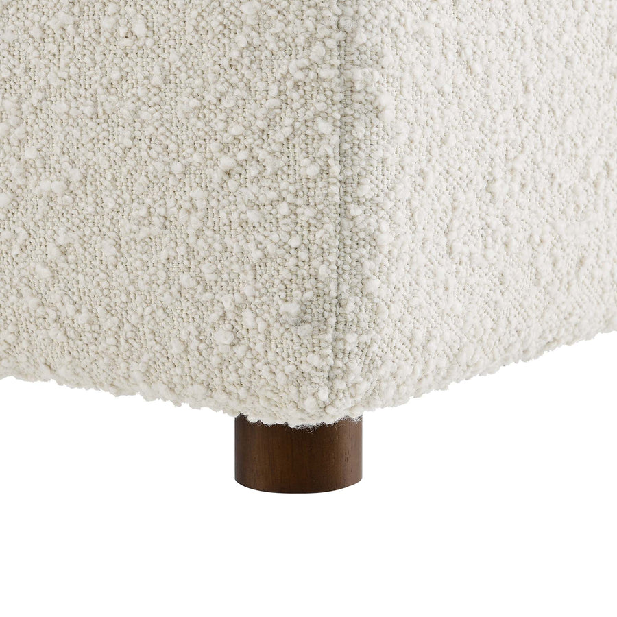 Linden Down Filled Overstuffed Boucle Fabric Ottoman in Ivory