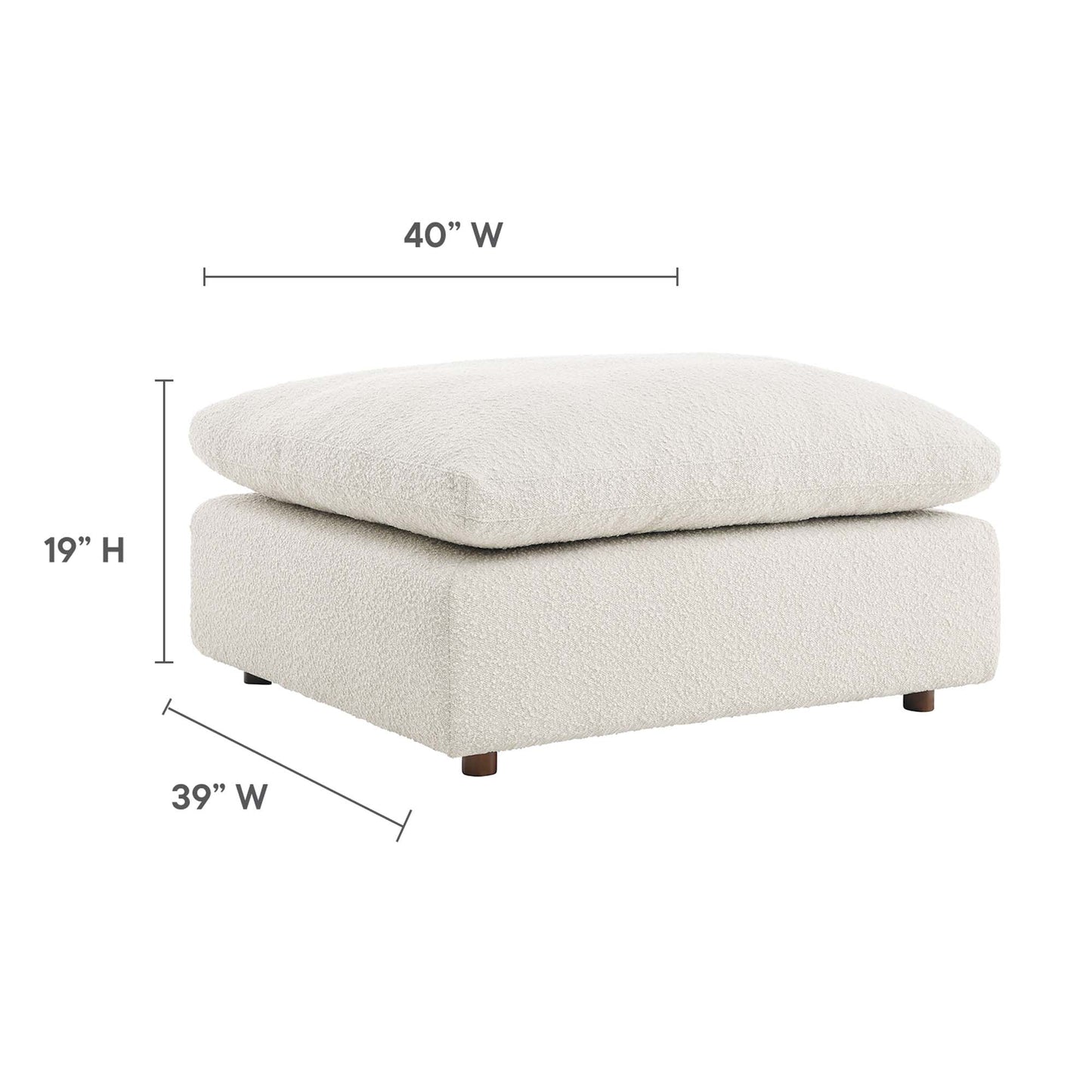 Commix Down Filled Overstuffed Boucle Fabric Ottoman by Furniture For America
