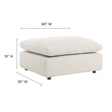 Linden Down Filled Overstuffed Boucle Fabric Ottoman in Ivory