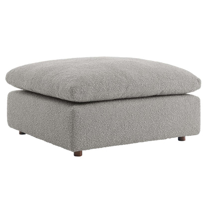 Commix Down Filled Overstuffed Boucle Fabric Ottoman by Furniture For America