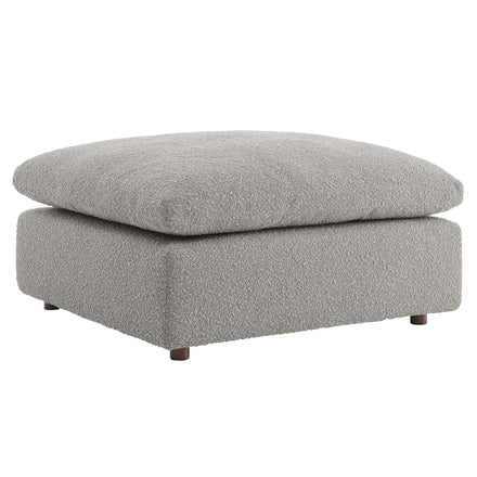 Commix Down Filled Overstuffed Boucle Fabric Ottoman in Light Gray