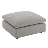 Linden Down Filled Overstuffed Boucle Fabric Ottoman in Light Gray