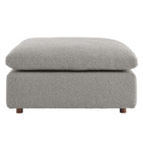 Linden Down Filled Overstuffed Boucle Fabric Ottoman in Light Gray
