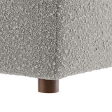 Linden Down Filled Overstuffed Boucle Fabric Ottoman in Light Gray