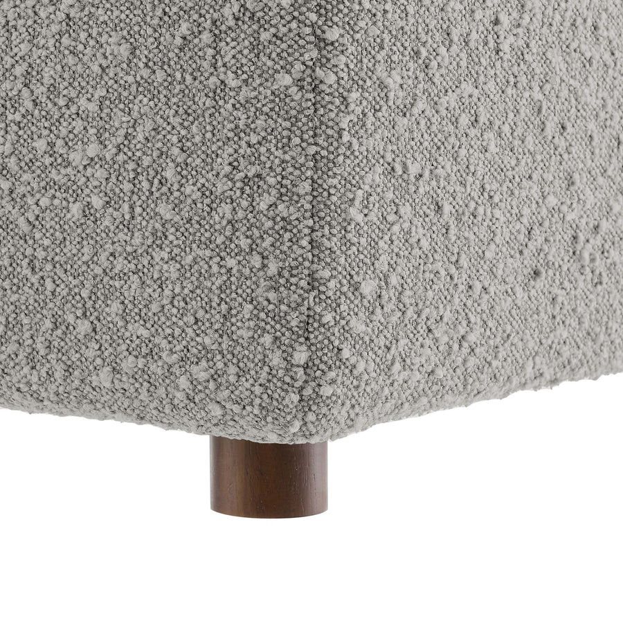 Linden Down Filled Overstuffed Boucle Fabric Ottoman in Light Gray