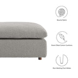 Linden Down Filled Overstuffed Boucle Fabric Ottoman in Light Gray