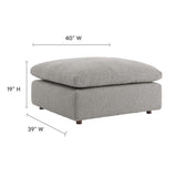Linden Down Filled Overstuffed Boucle Fabric Ottoman in Light Gray