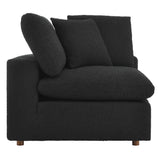 Linden Down Filled Overstuffed Boucle Fabric Corner Chair in Black
