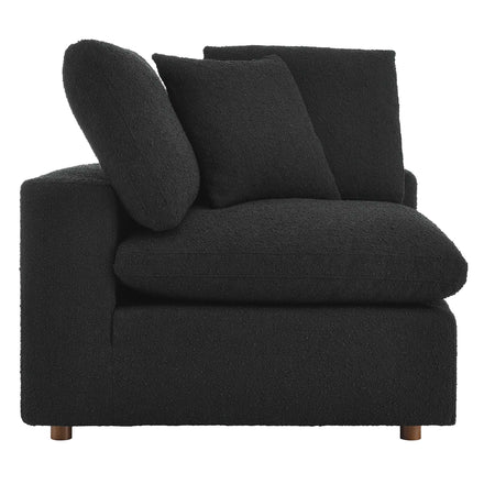 Commix Down Filled Overstuffed Boucle Fabric Corner Chair in Black