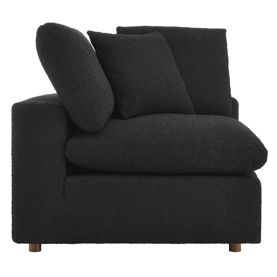 Linden Down Filled Overstuffed Boucle Fabric Corner Chair in Black