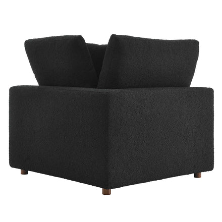 Commix Down Filled Overstuffed Boucle Fabric Corner Chair in Black