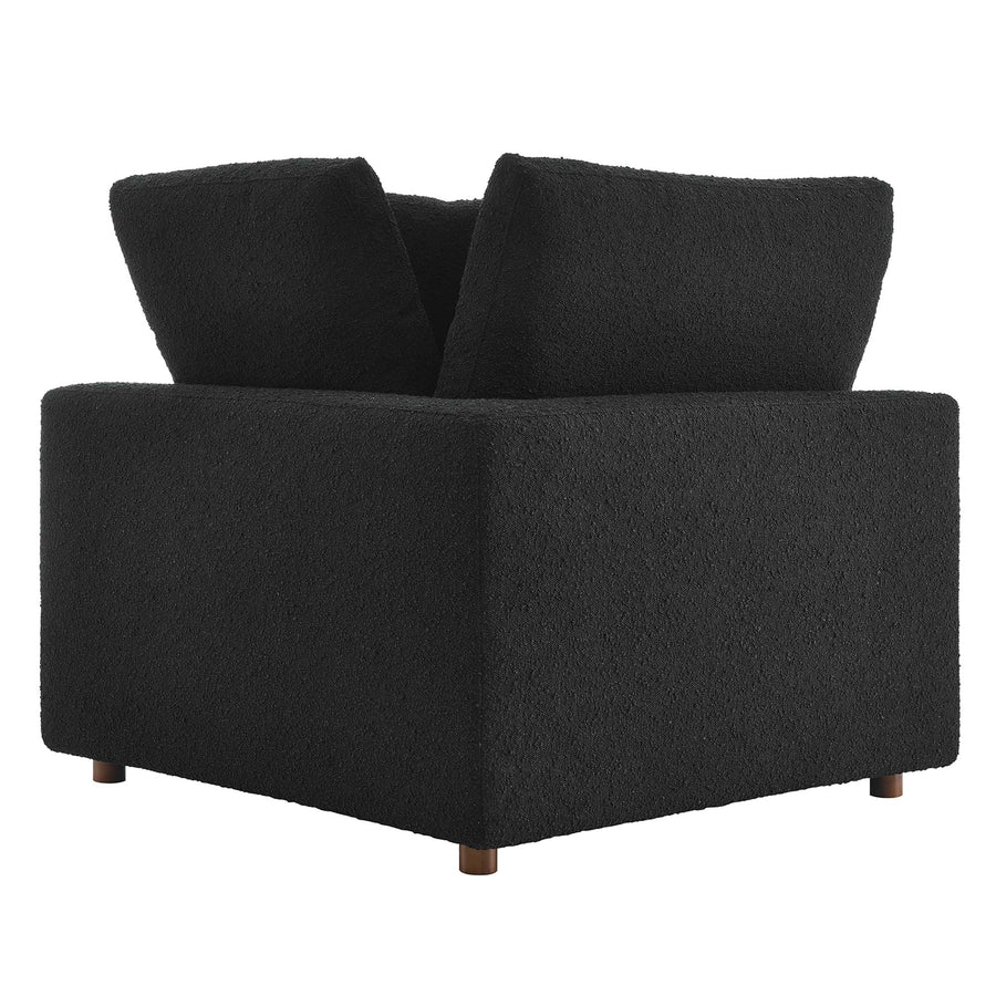 Linden Down Filled Overstuffed Boucle Fabric Corner Chair in Black