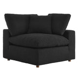 Linden Down Filled Overstuffed Boucle Fabric Corner Chair in Black