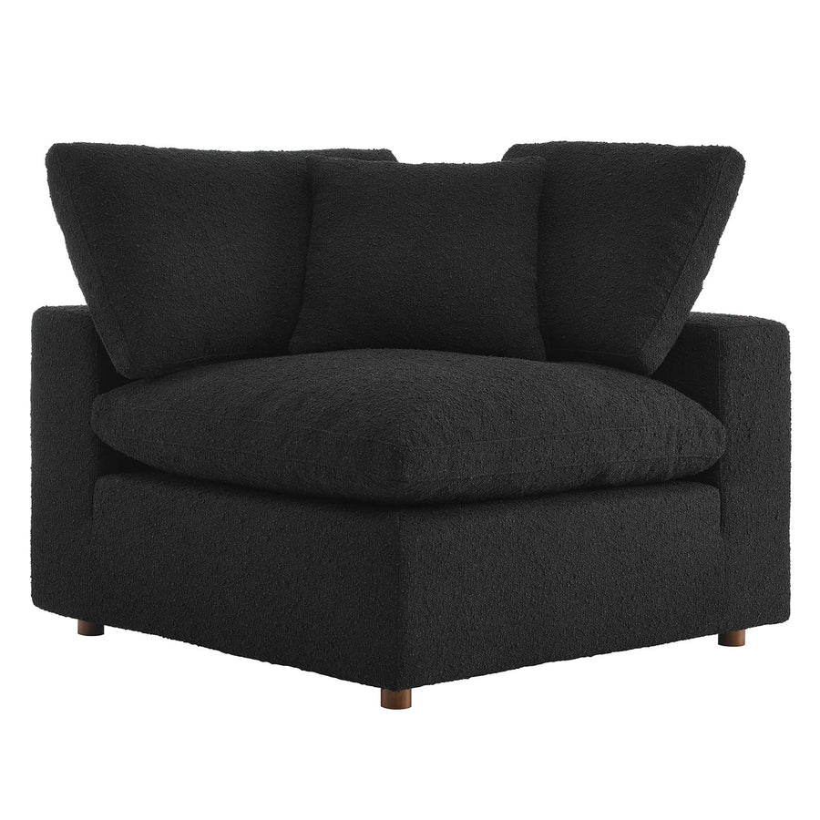 Linden Down Filled Overstuffed Boucle Fabric Corner Chair in Black