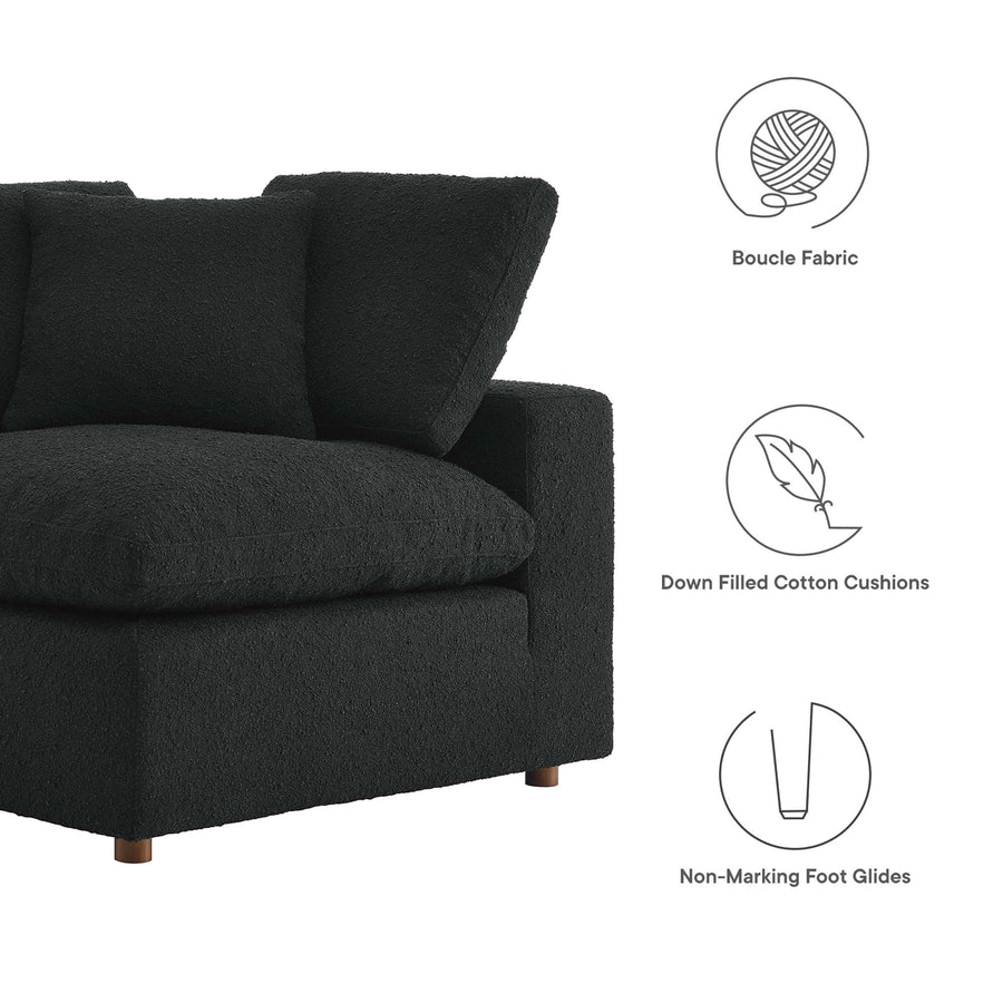 Linden Down Filled Overstuffed Boucle Fabric Corner Chair in Black