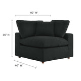 Linden Down Filled Overstuffed Boucle Fabric Corner Chair in Black