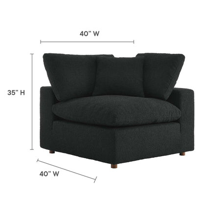 Commix Down Filled Overstuffed Boucle Fabric Corner Chair in Black