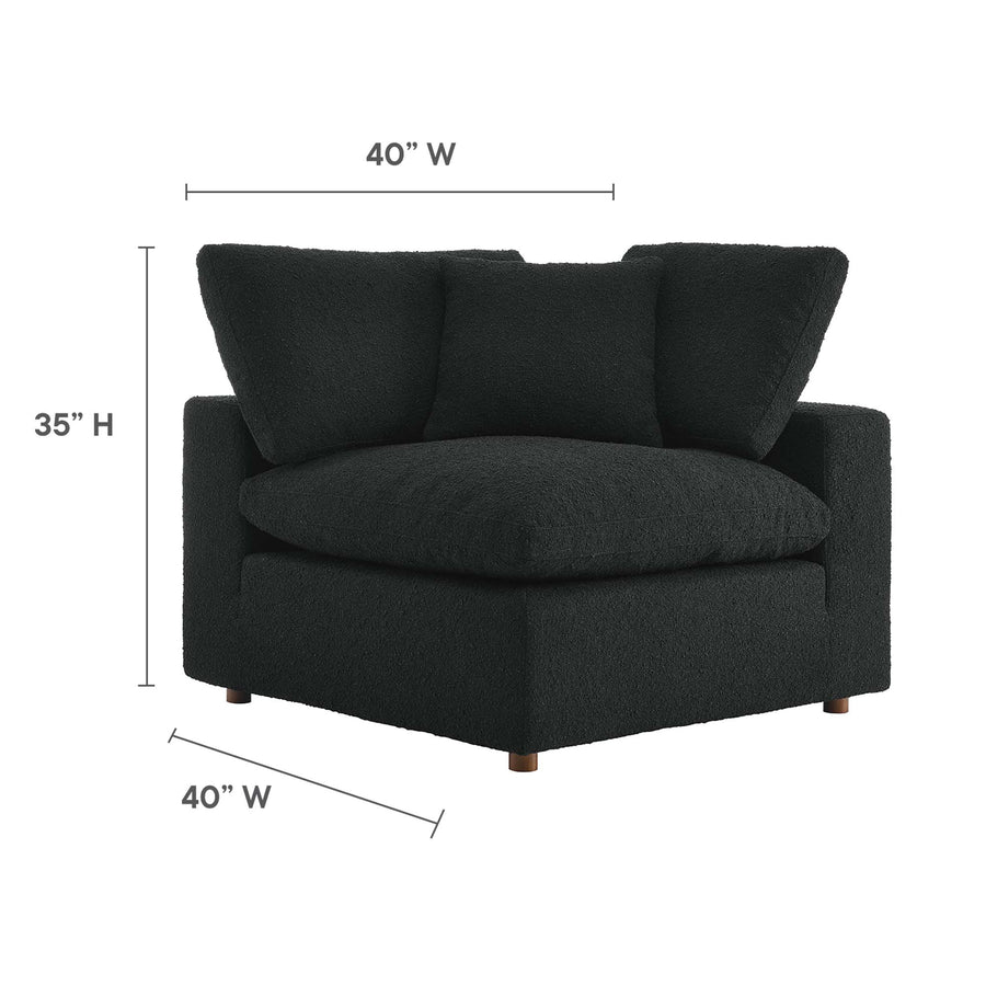 Linden Down Filled Overstuffed Boucle Fabric Corner Chair in Black