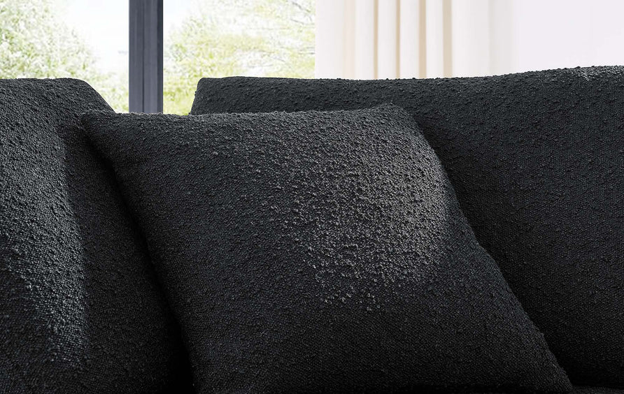 Linden Down Filled Overstuffed Boucle Fabric Corner Chair in Black