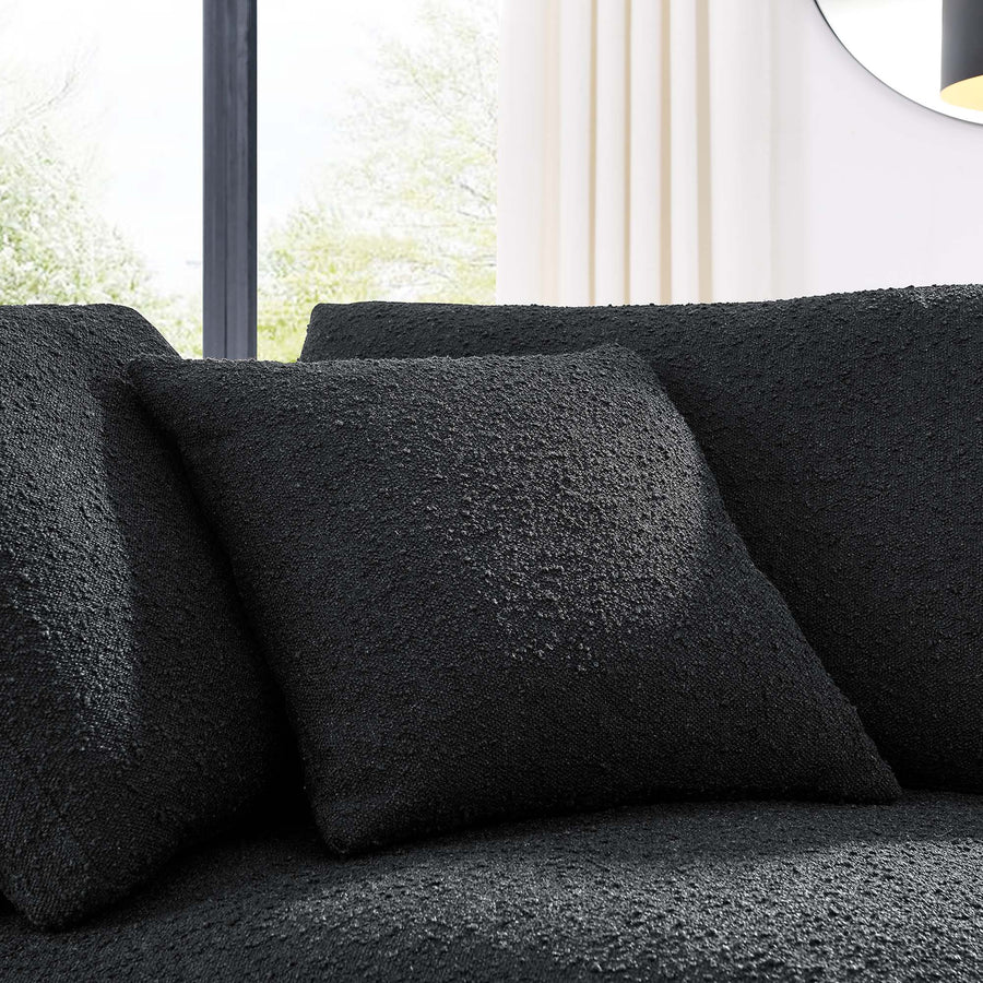 Linden Down Filled Overstuffed Boucle Fabric Corner Chair in Black