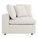 Linden Down Filled Overstuffed Boucle Fabric Corner Chair in Ivory