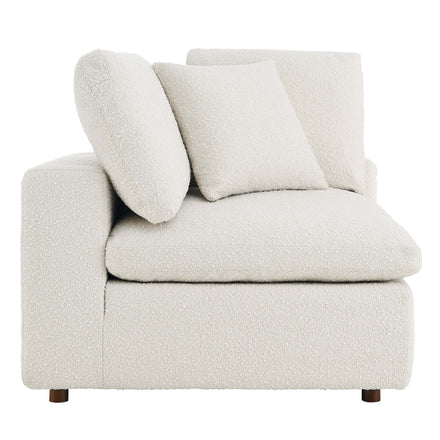 Commix Down Filled Overstuffed Boucle Fabric Corner Chair in Ivory