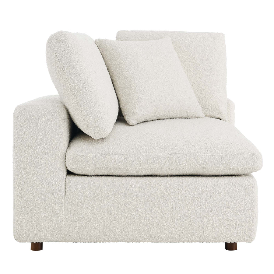 Linden Down Filled Overstuffed Boucle Fabric Corner Chair in Ivory