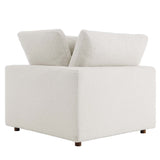 Linden Down Filled Overstuffed Boucle Fabric Corner Chair in Ivory