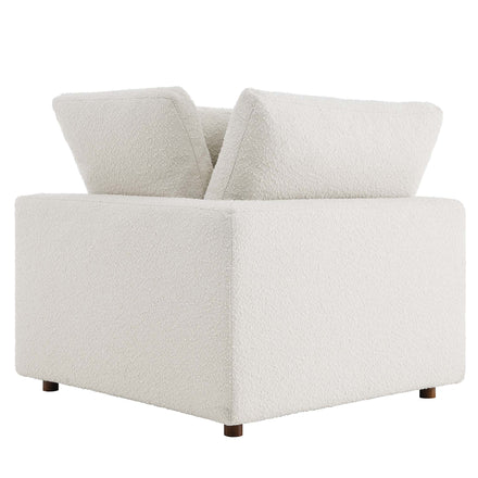Commix Down Filled Overstuffed Boucle Fabric Corner Chair in Ivory