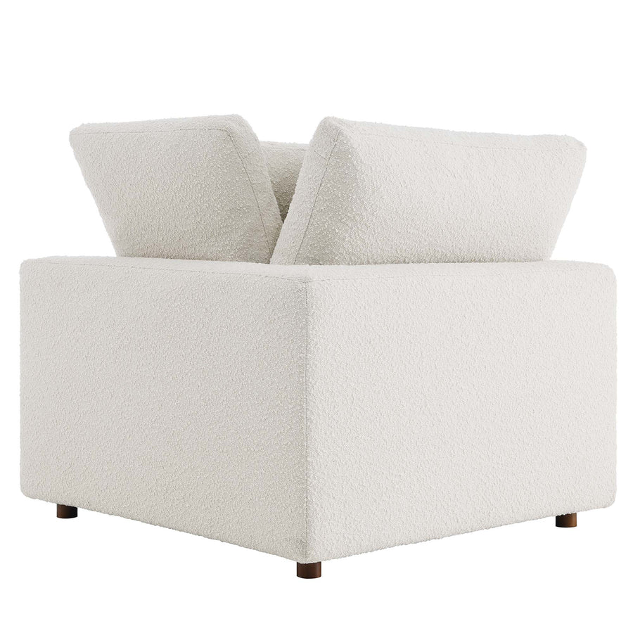 Linden Down Filled Overstuffed Boucle Fabric Corner Chair in Ivory