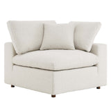 Linden Down Filled Overstuffed Boucle Fabric Corner Chair in Ivory